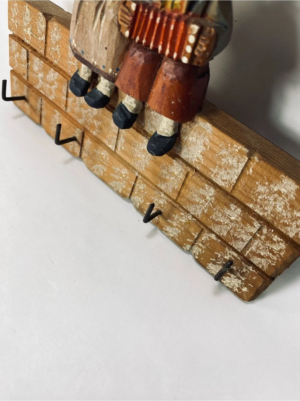Vintage Italian Folk Art Handcrafted Rustic Wall Hook Children Umbrella